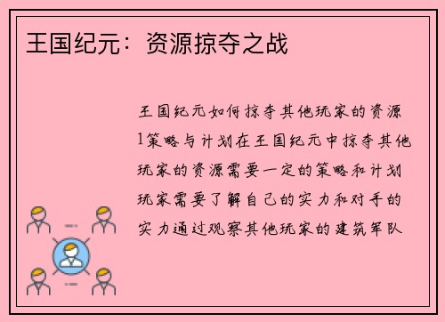 王国纪元：资源掠夺之战